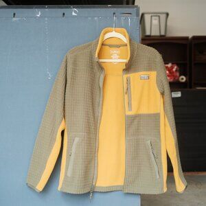 LL Bean Jacket Green Mountain Classic Windproof Fleece Grid Full Zip Men's Small